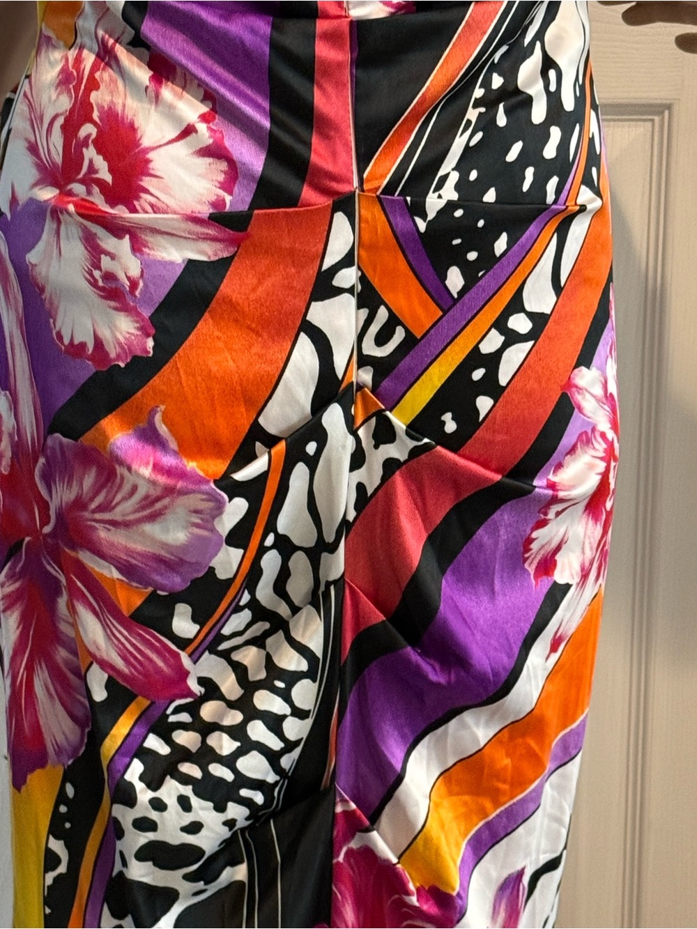 Vintage Y2K Cache Dress Size 6 Satin Floral Ruched Mermaid Maxi Event Formal - Picture 10 of 16